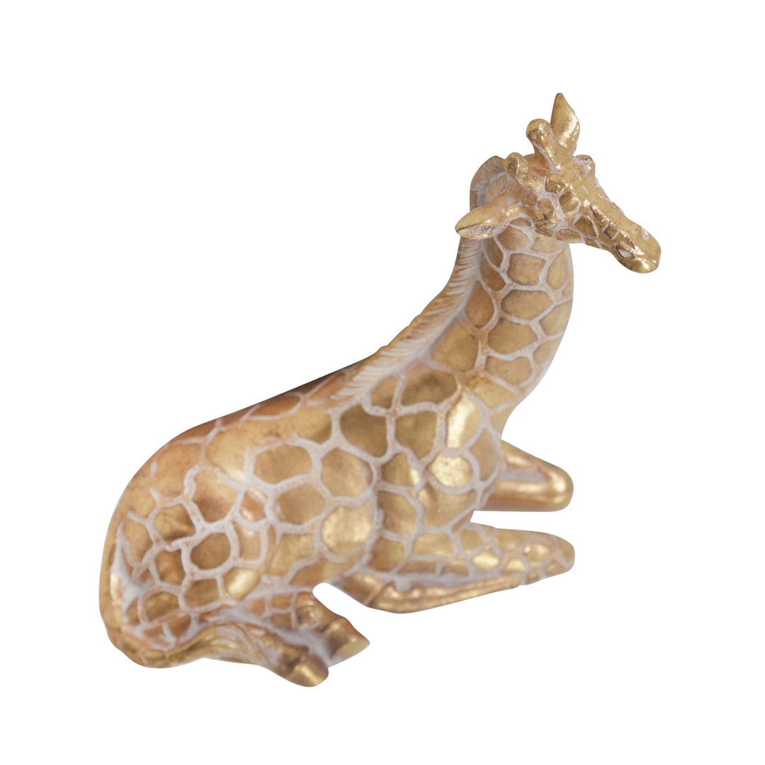 RESIN 10" SITTING GIRAFFE , GOLD