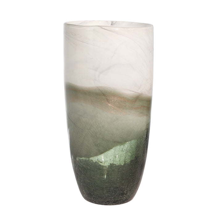 GLASS 14" SMOKEY VASE, GRAY