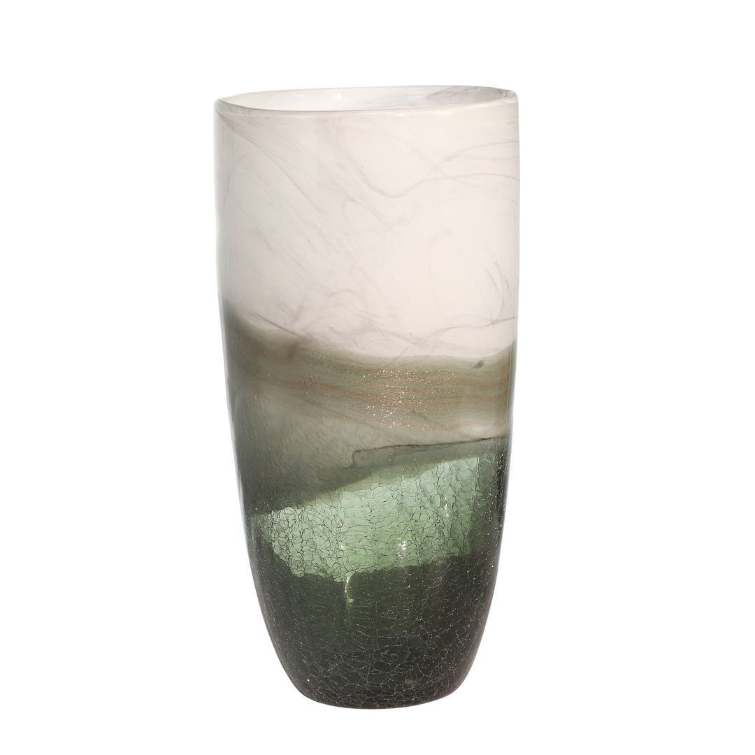 GLASS 14" SMOKEY VASE, GRAY