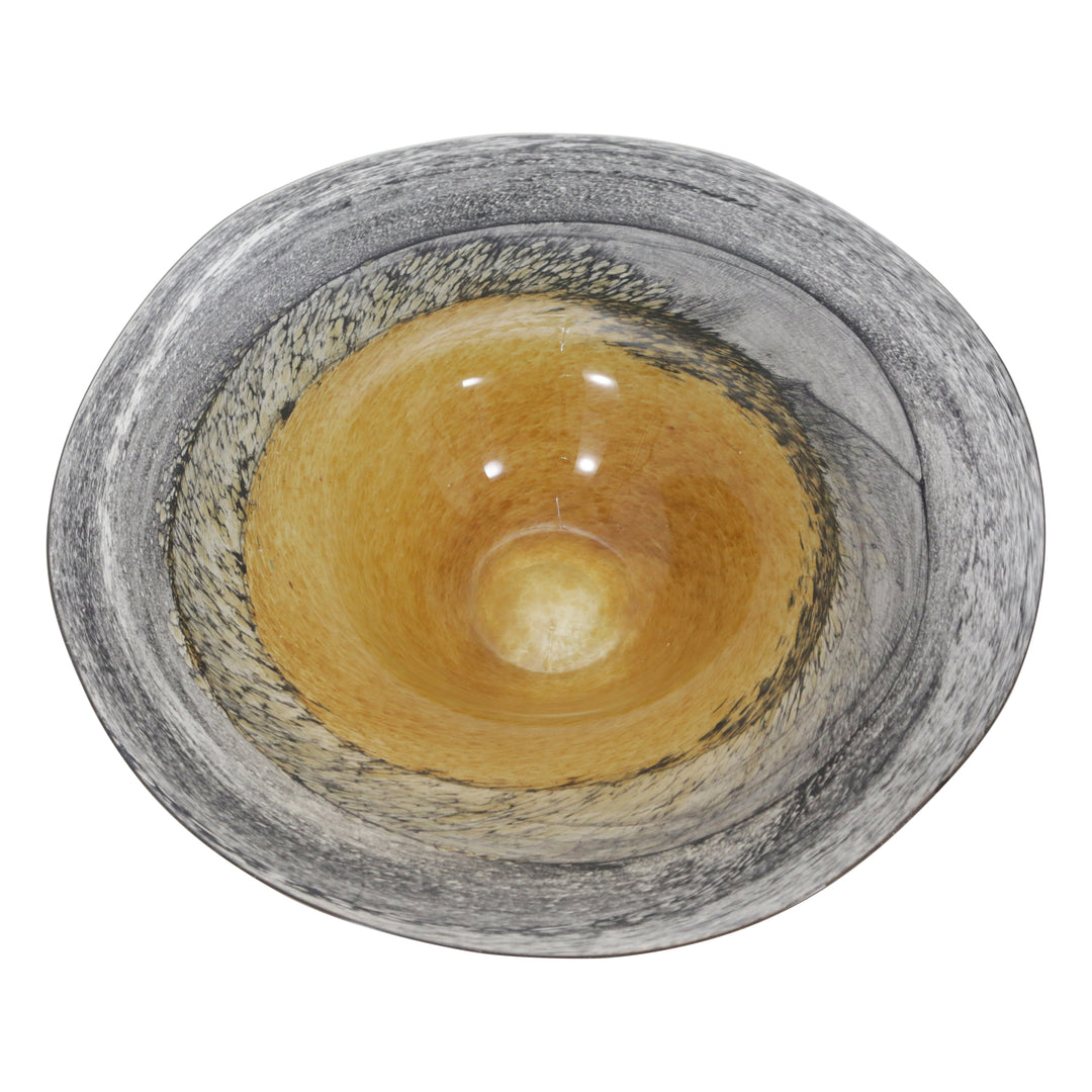 GLASS, 3" TRI-COLOR PLATE, BROWN