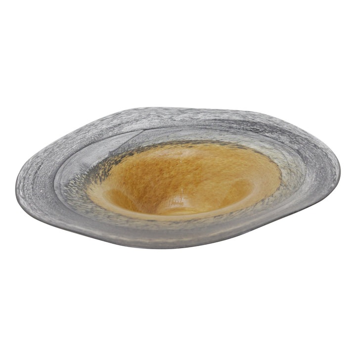 GLASS, 3" TRI-COLOR PLATE, BROWN