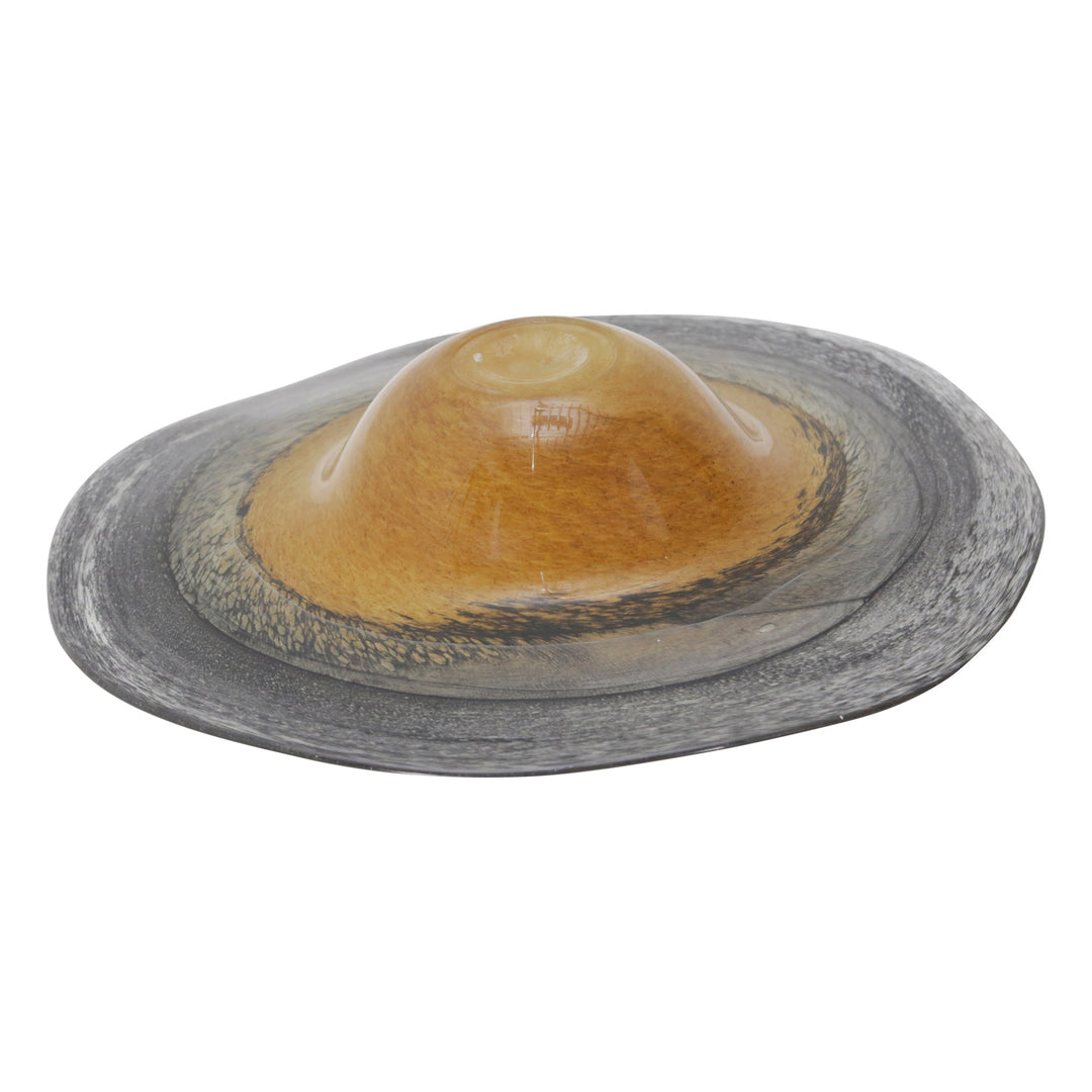 GLASS, 3" TRI-COLOR PLATE, BROWN