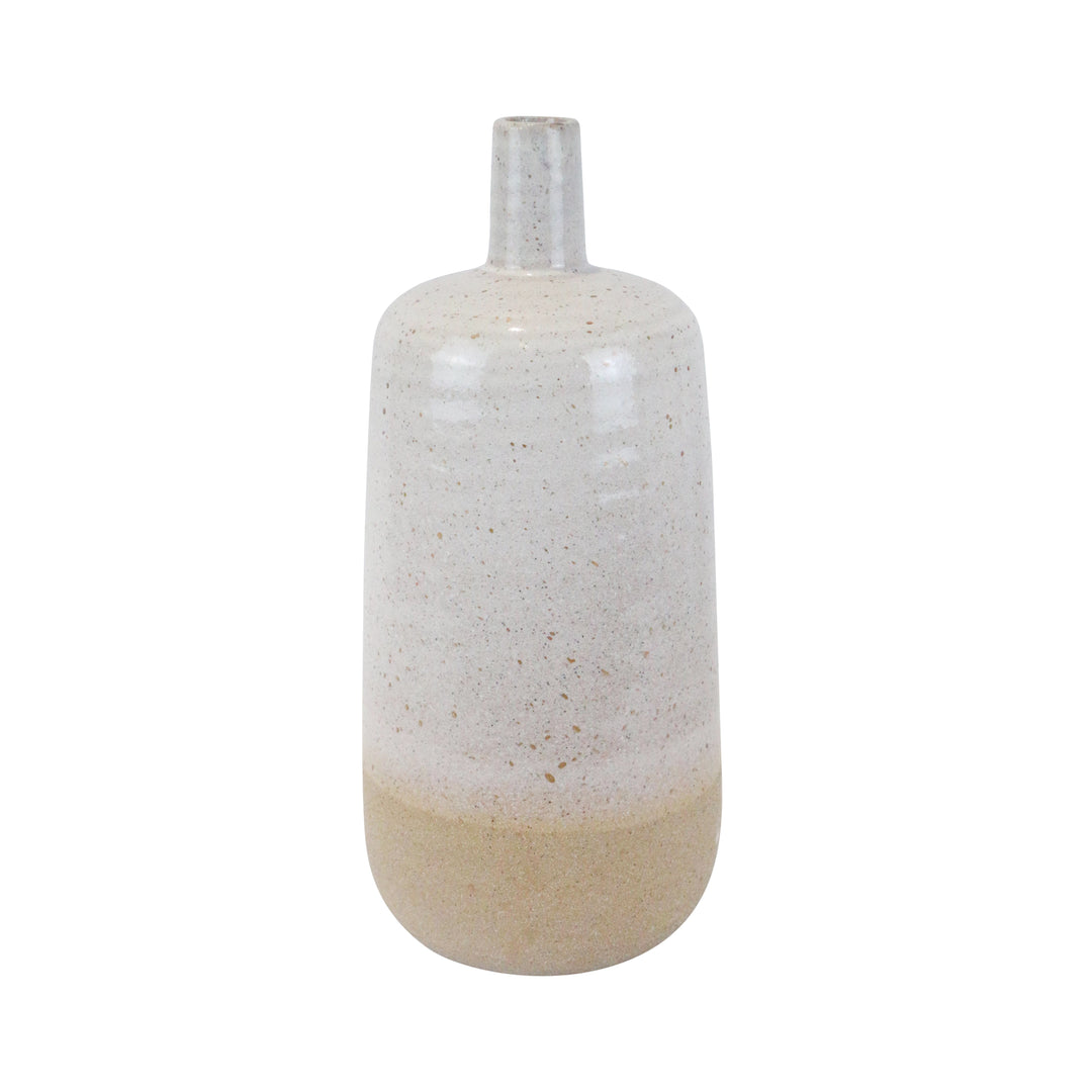 CERAMIC 13", SPECKLED VASE, BEIGE