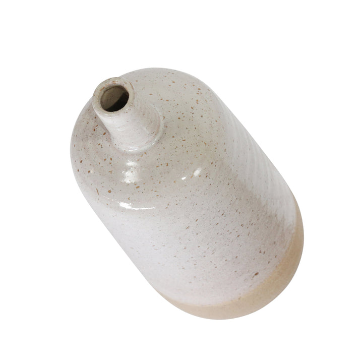 CERAMIC 13", SPECKLED VASE, BEIGE