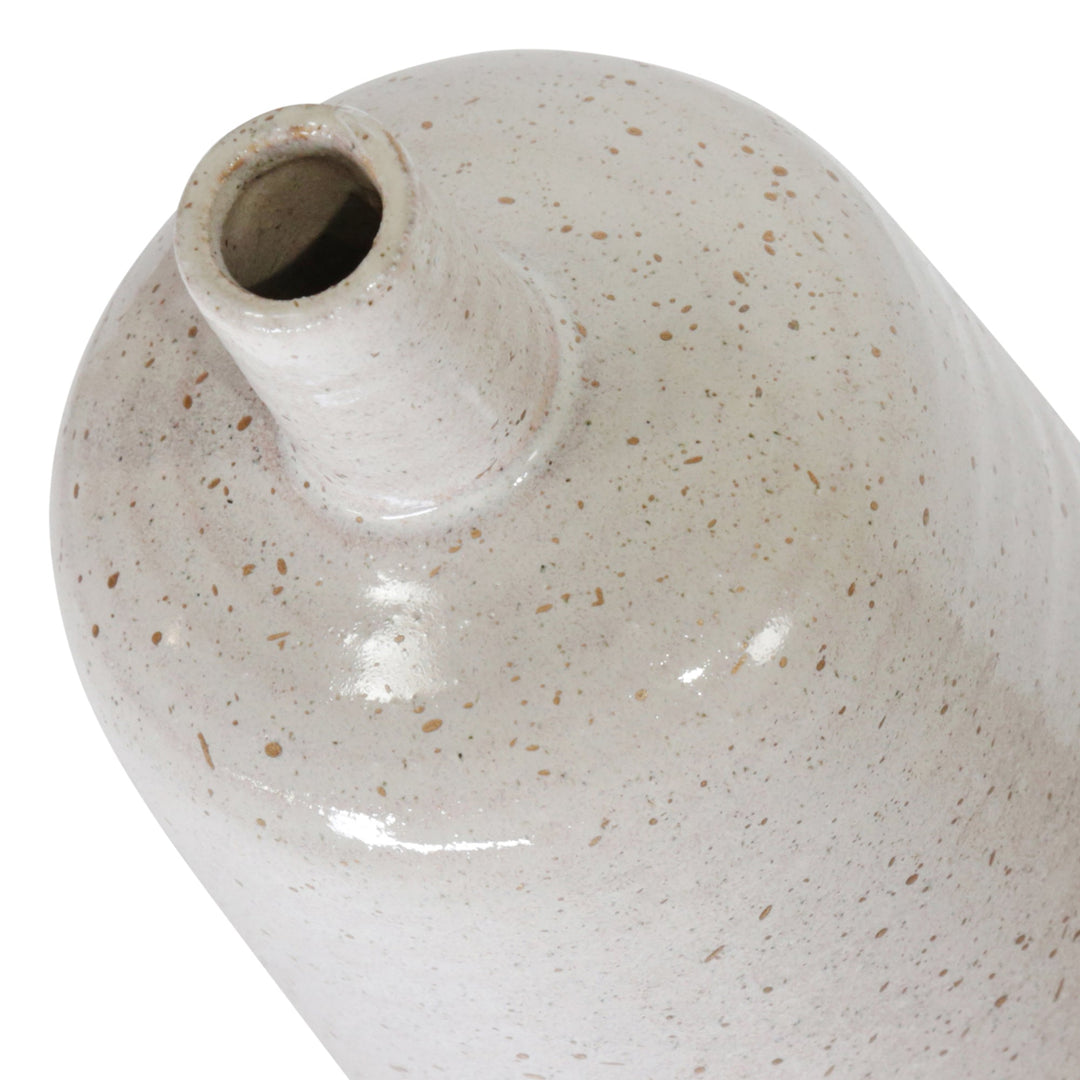 CERAMIC 13", SPECKLED VASE, BEIGE