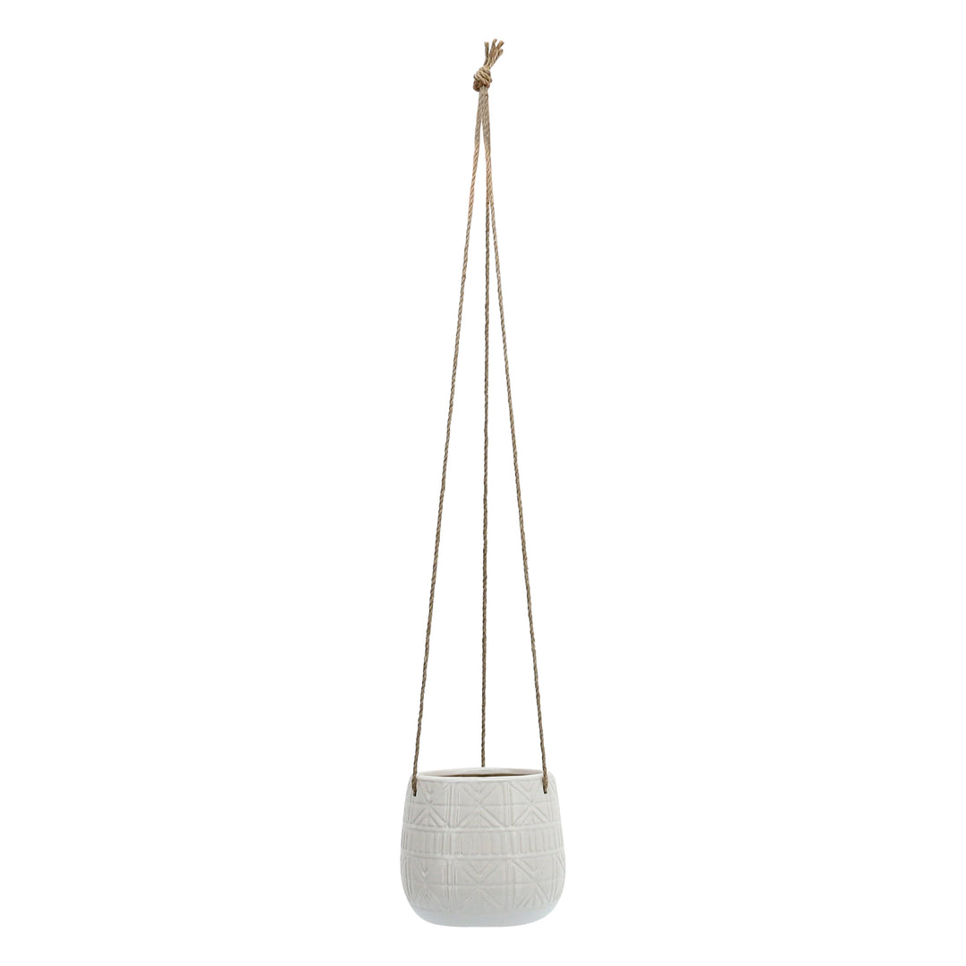 6" Abstract Hanging Planter, White