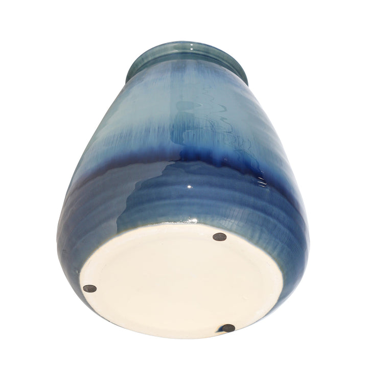 CERAMIC 11" VASE, REACTIVE BLUE