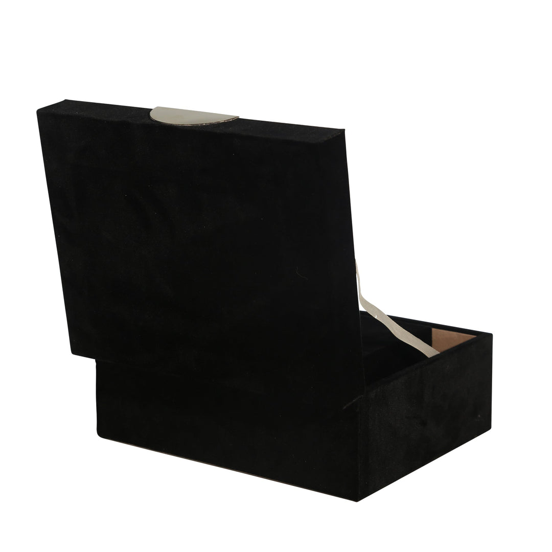 S/2 VELVETEEN JEWELRY BOX, BLACK