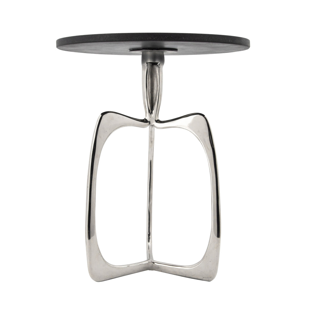 20" ACCENT TABLE W/ BLACK MARBLE, NICKEL