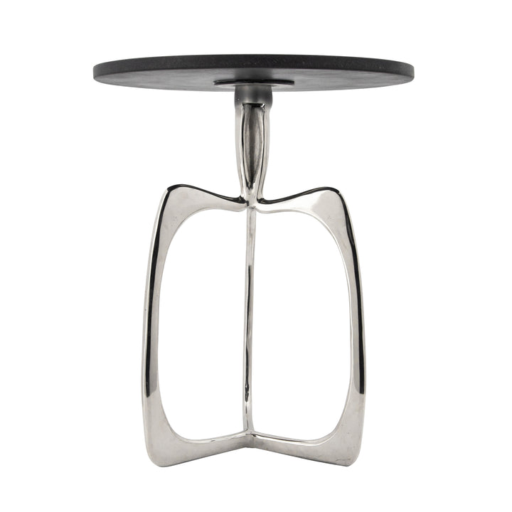 20" ACCENT TABLE W/ BLACK MARBLE, NICKEL