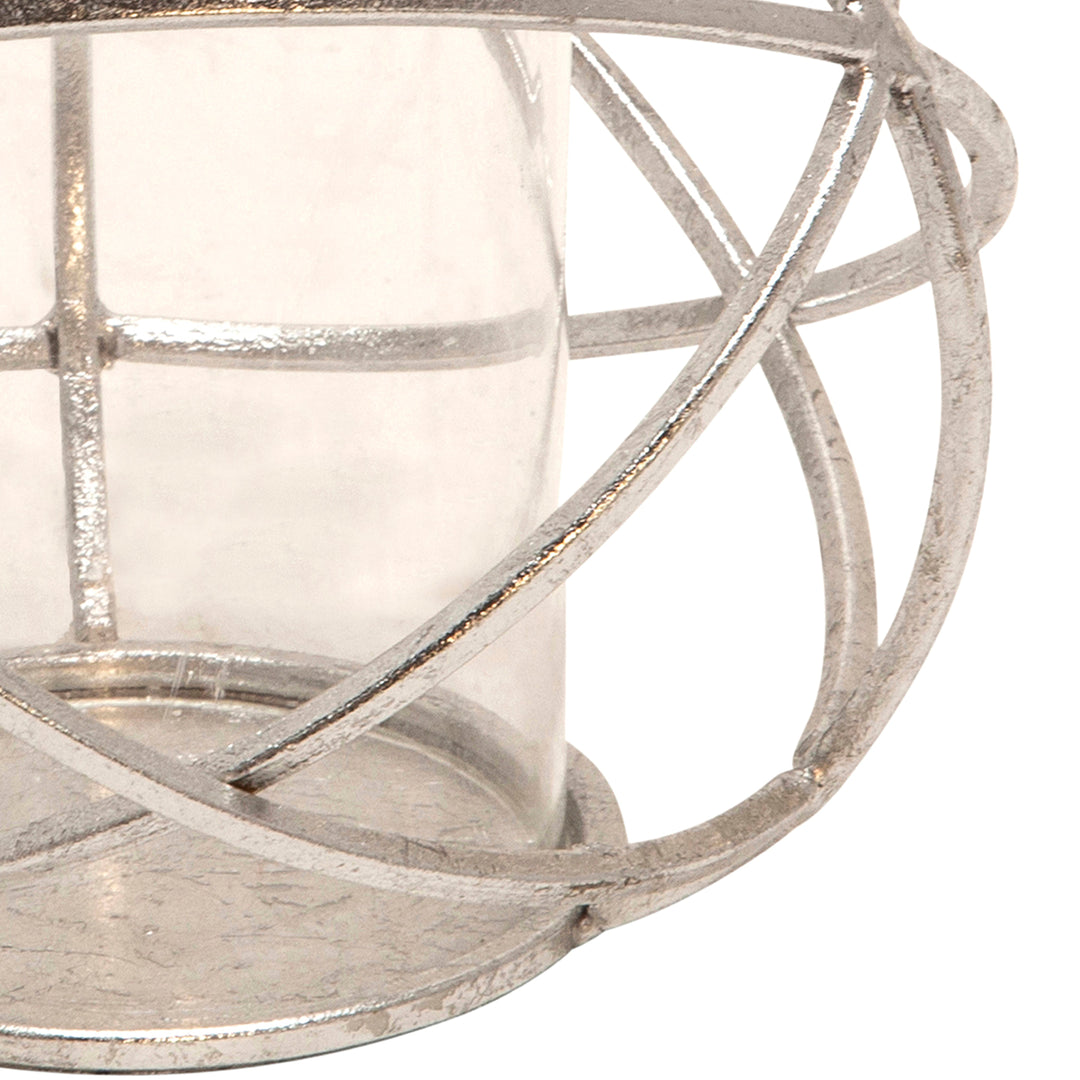 S/2 6" ORB CANDLE HOLDER , SILVER