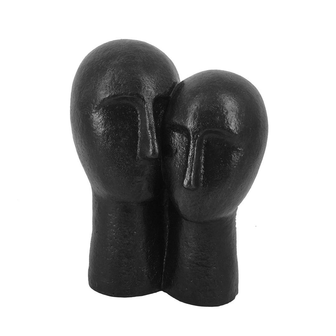 POLYRESIN 11" COUPLE HEADS SCULPTURE, BRONZE