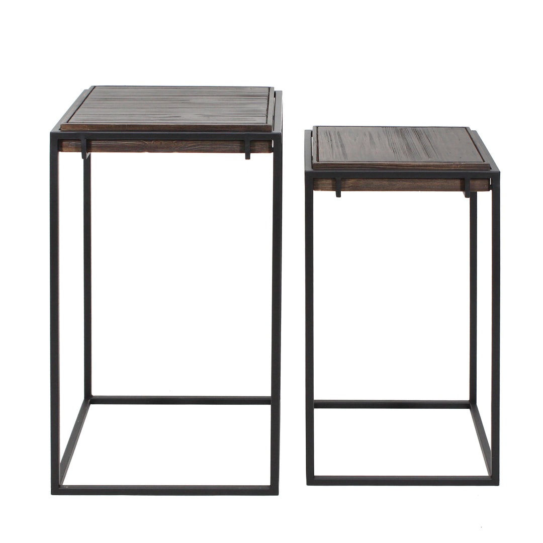 S/2 METAL/WOOD 23/26" SQUARE ACCENT