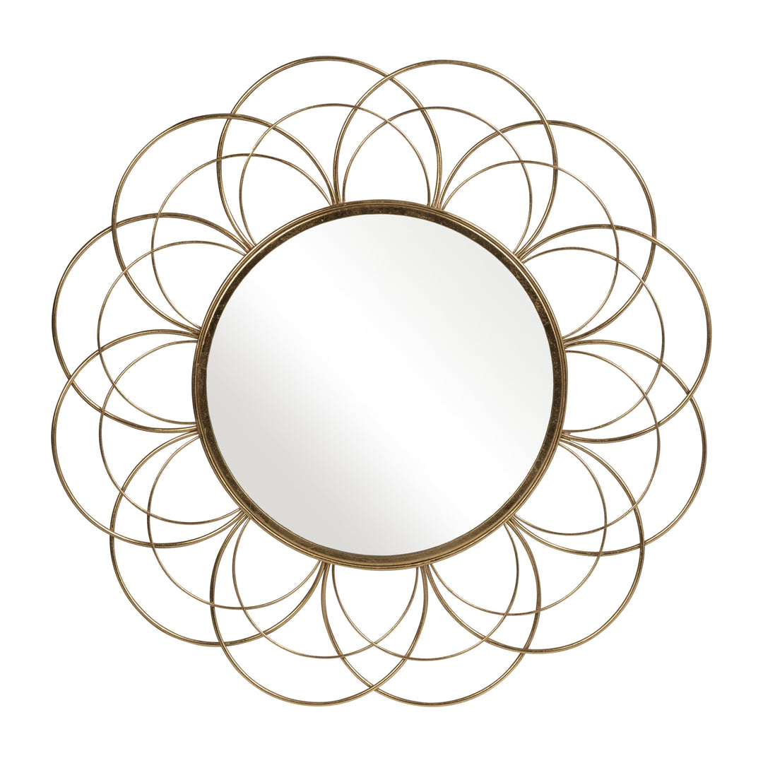 METAL 32" FLOWER FRAME MIRROR, GOLD WB