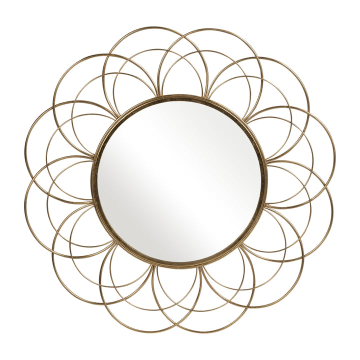 METAL 32" FLOWER FRAME MIRROR, GOLD WB