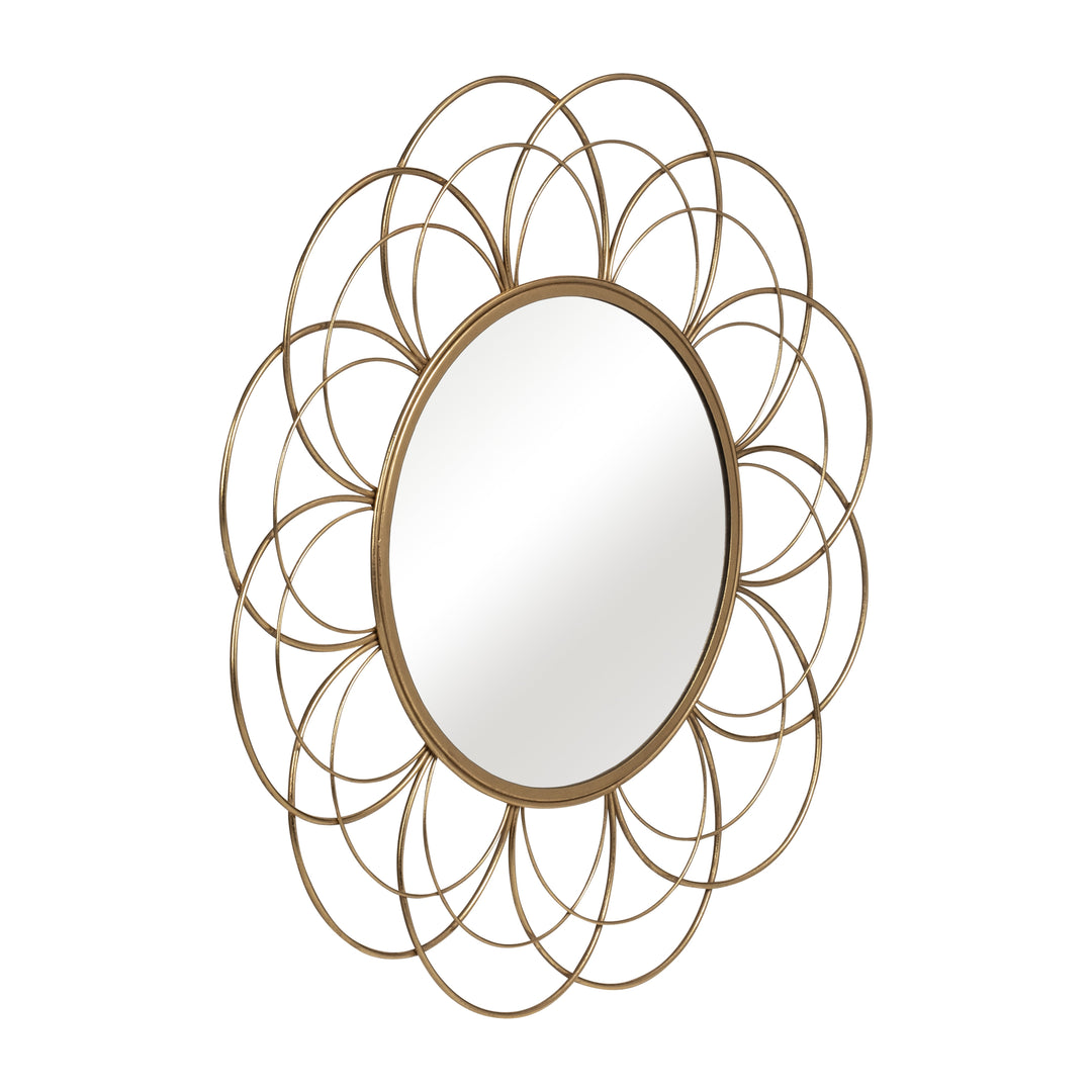 METAL 32" FLOWER FRAME MIRROR, GOLD WB
