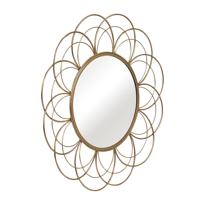 METAL 32" FLOWER FRAME MIRROR, GOLD WB