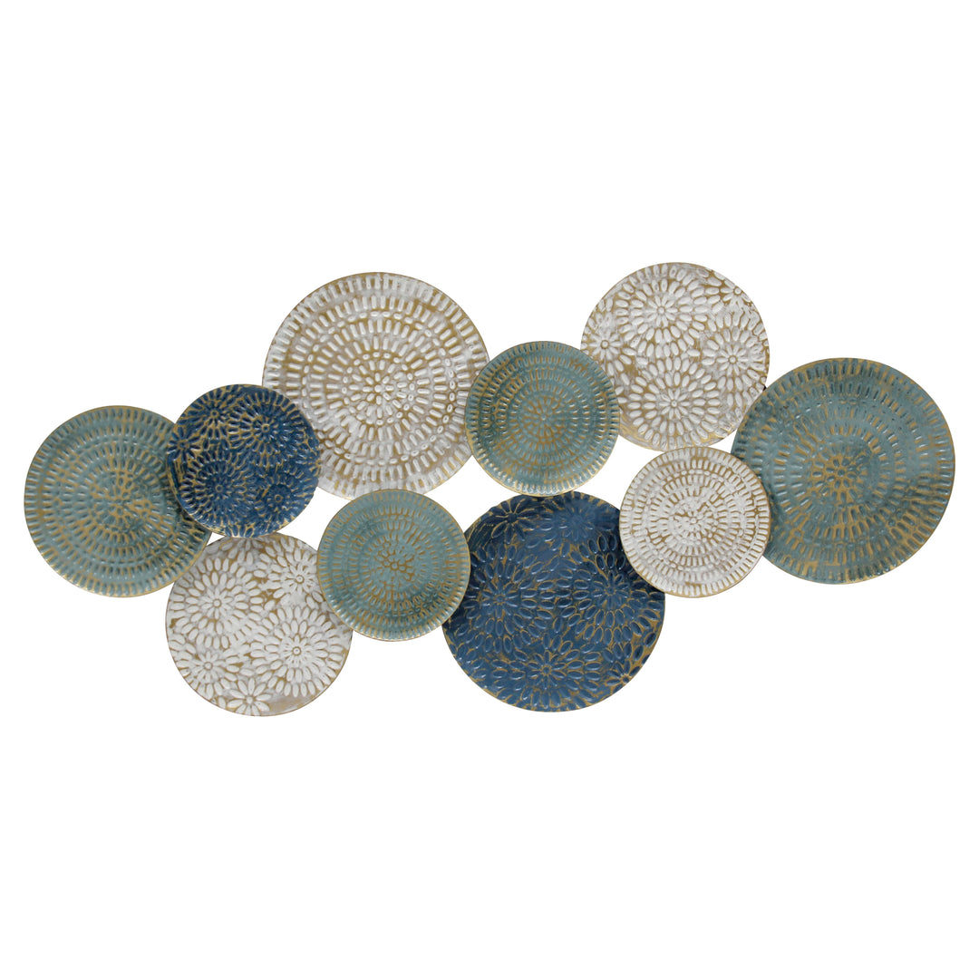 METAL 44" CIRCLES WALL DECOR, BLUE/WHITE/TEAL WB