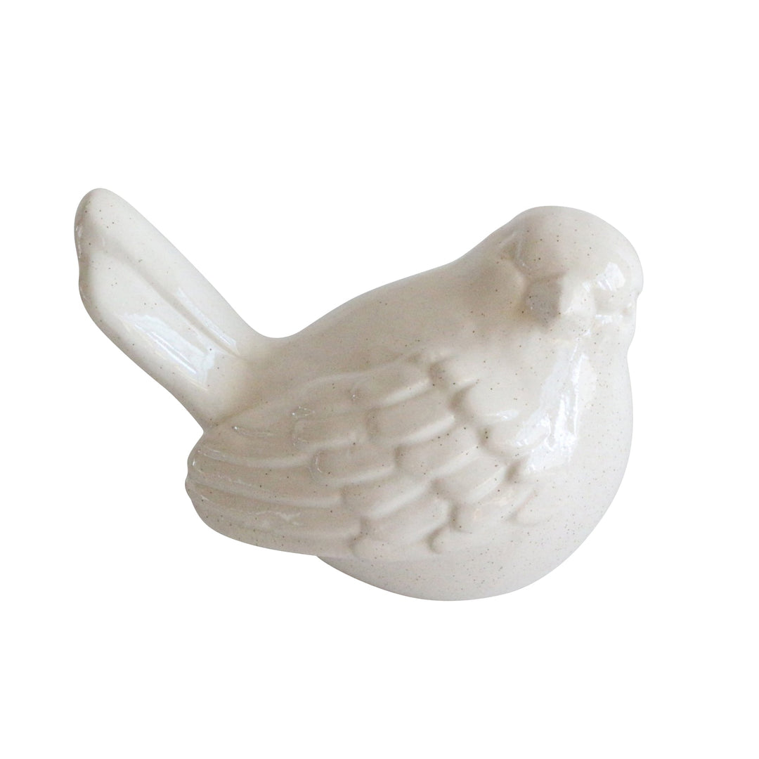 CERAMIC 7" BIRD FIGURINE, WHITE
