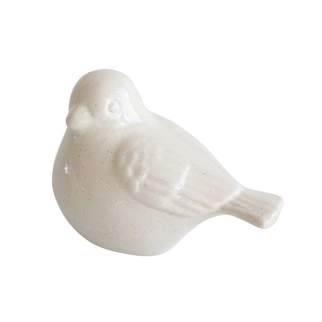 CERAMIC 6" BIRD FIGURINE, WHITE