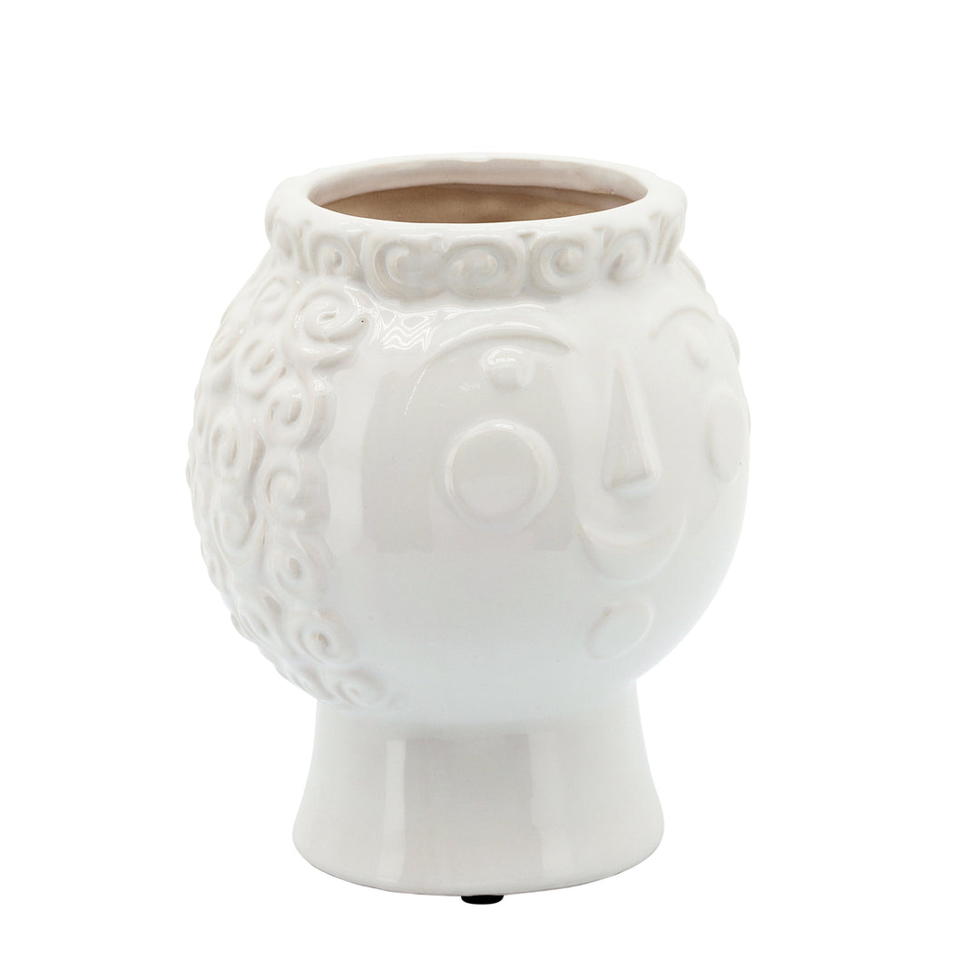 6" GRANDMA FACE PLANTER, WHITE