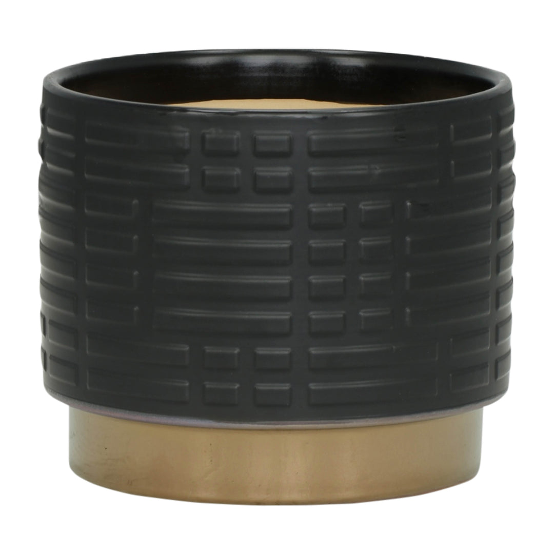 S/2 MAZE METALLIC PLANTERS  6/8", BLACK