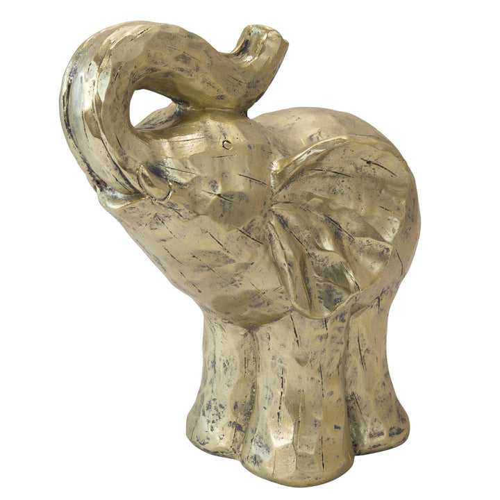 POLYRESIN 16" ELEPHANT FIGURINE, GOLD