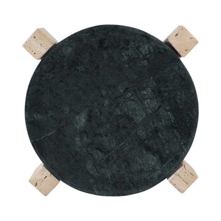15" Archer Large Green Marble And Travertine Tray