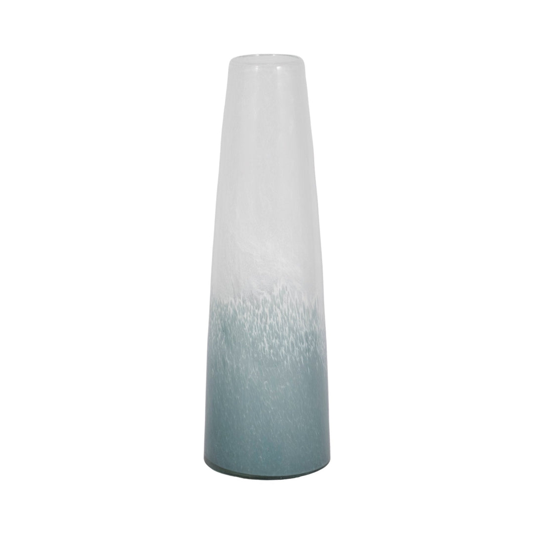 15" Light Blue Waters Vase, Blue/white