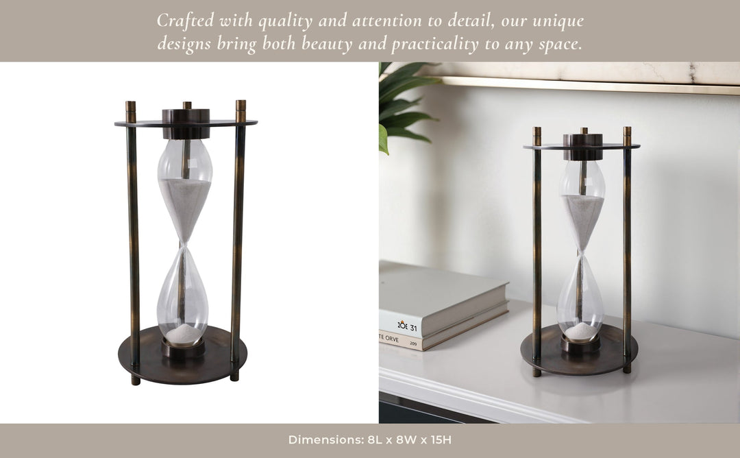 15" PERTH BRONZE ALUMINUM COMPASS HOURGLASS