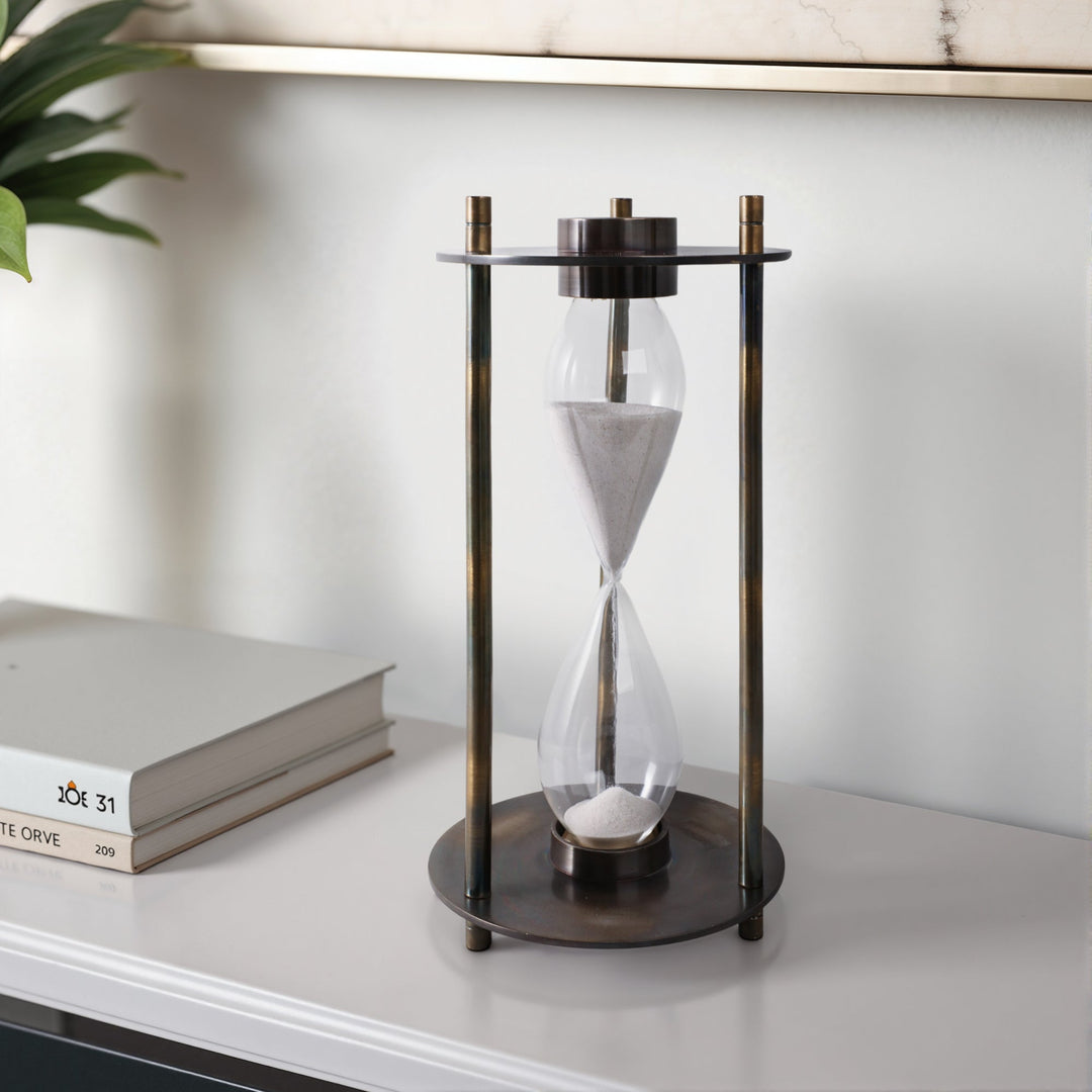 15" PERTH BRONZE ALUMINUM COMPASS HOURGLASS