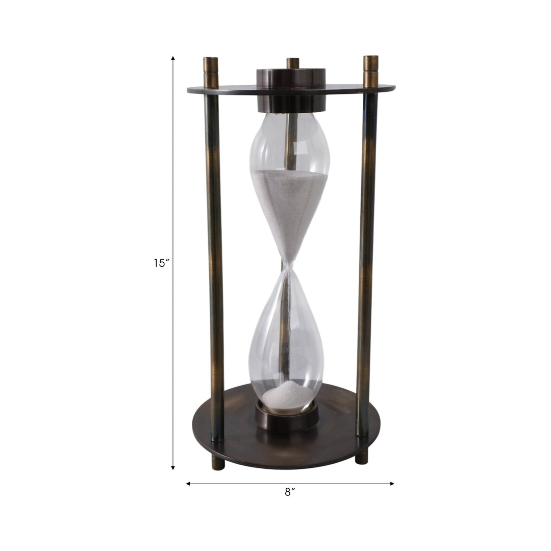 15" PERTH BRONZE ALUMINUM COMPASS HOURGLASS