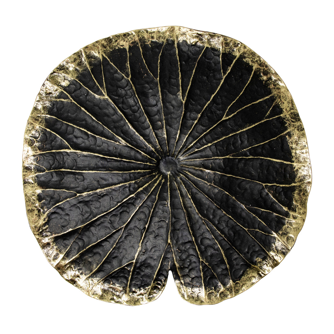 POLYRESIN 19" LOTUS WALL DECOR, BLACK/GOLD