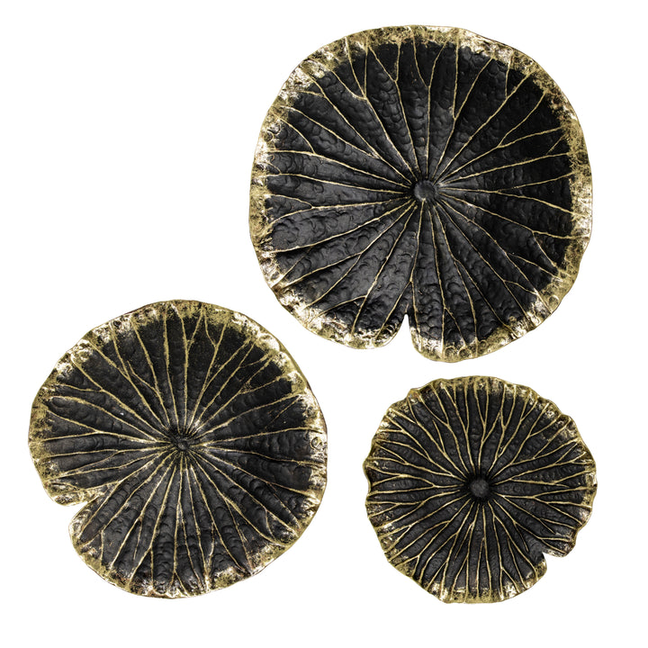 POLYRESIN 19" LOTUS WALL DECOR, BLACK/GOLD