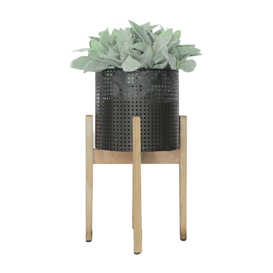 S/3 METAL MESH PLANTER ON STAND 8/9/11", BLACK