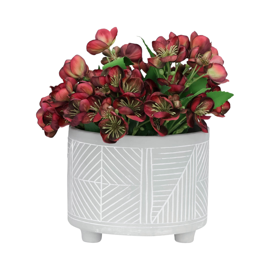 S/2 CERAMIC DIAMOND FOOTED PLANTER 10/12", GRAY