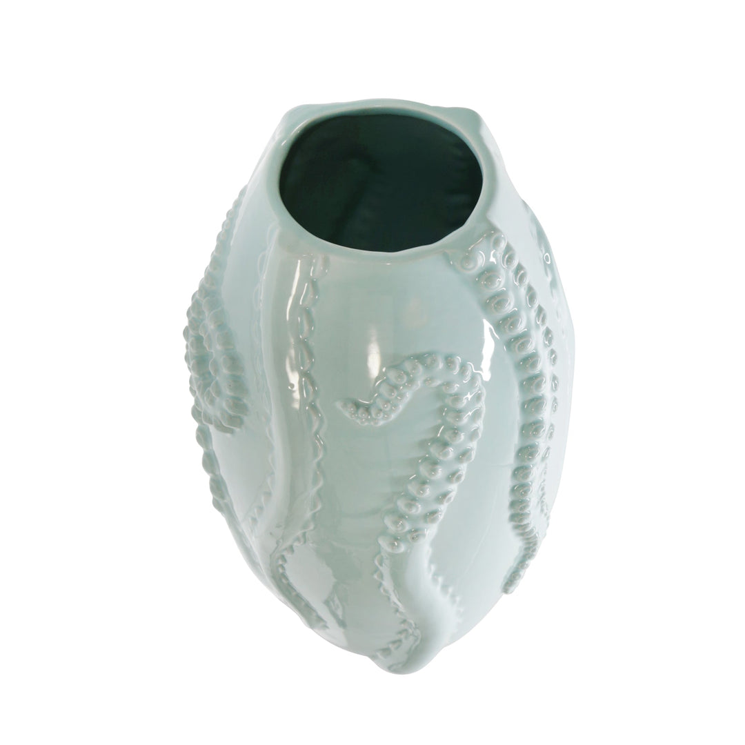 CERAMIC 12" OCTOPUS VASE, GREEN