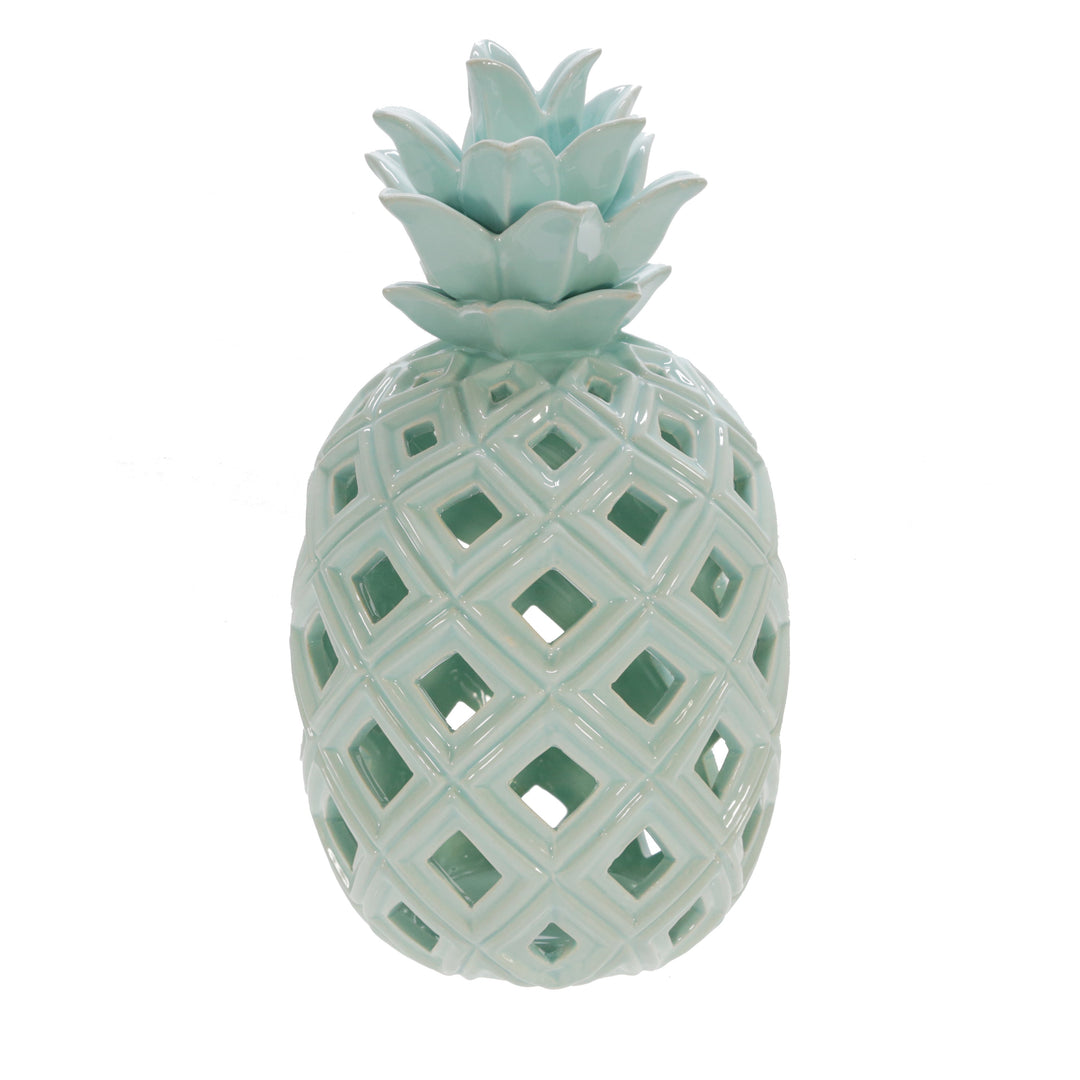 CERAMIC 11"H PINEAPPLE DECOR, GREEN