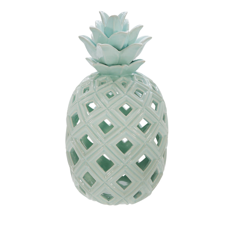 CERAMIC 11"H PINEAPPLE DECOR, GREEN