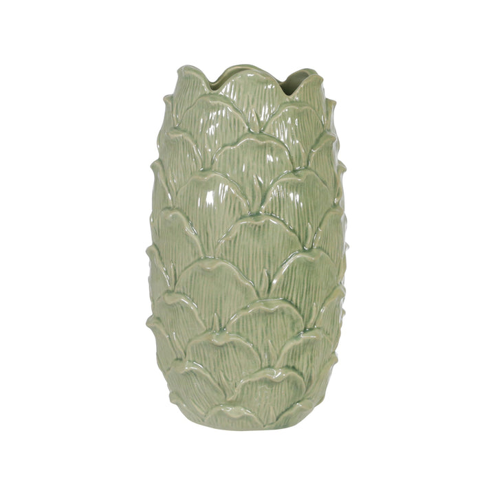 CERAMIC 10" KOI VASE, GREEN