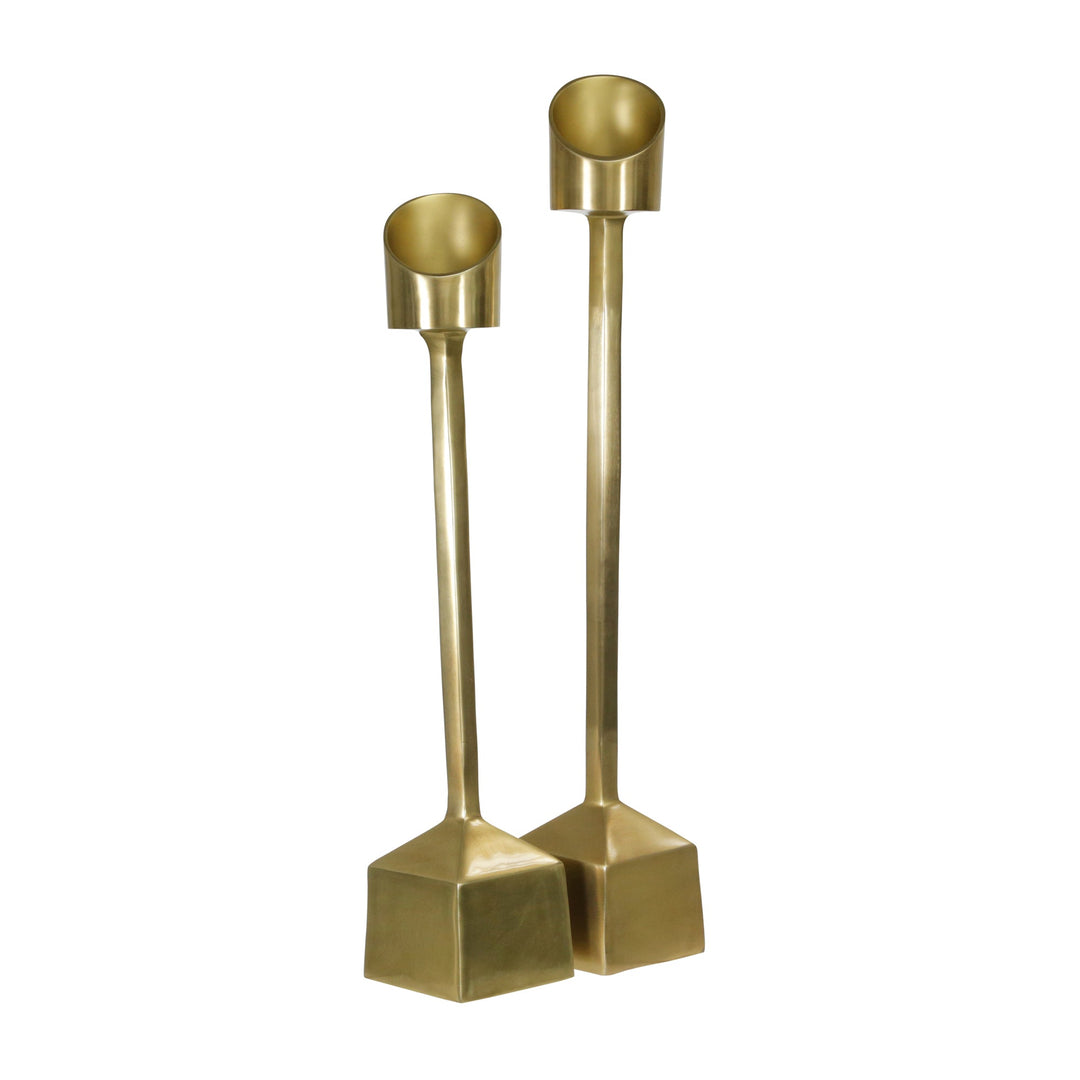 ALUMINUM 27" PILLAR CANDLE HOLDER, GOLD