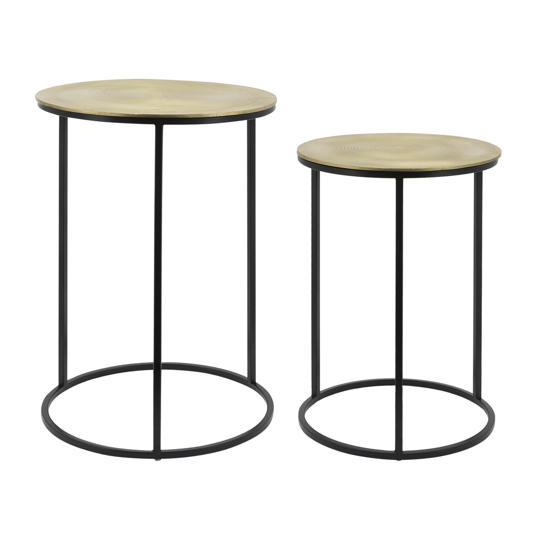 S/2 METAL 20/23" ROUND SIDE TABLE, MATTE BLACK