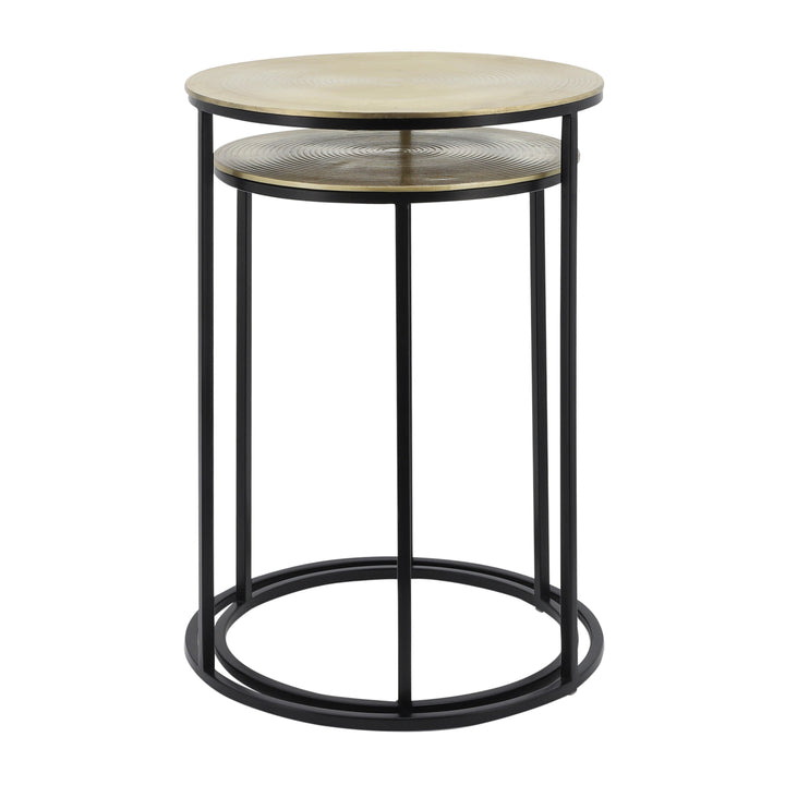S/2 METAL 20/23" ROUND SIDE TABLE, MATTE BLACK