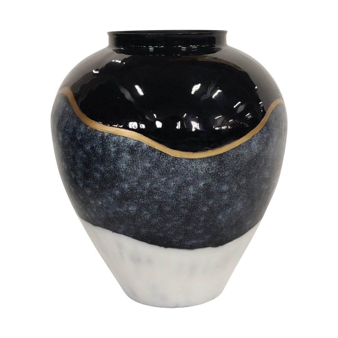 METAL 19"H POT VASE, BLUE