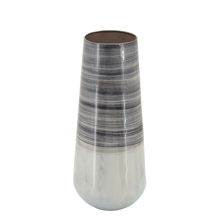 METAL 18"H ALABASTRON VASE, GRAY MULTI