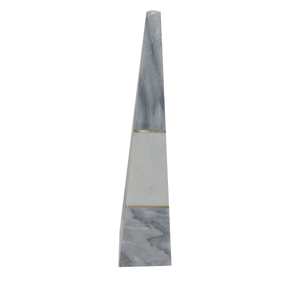 MARBLE 16"H OBELISK TOWER, GRAY