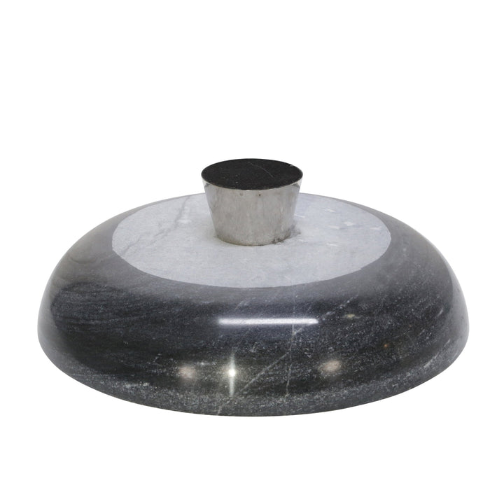 MARBLE 17" BOWL W/ METAL BASE, GRAY