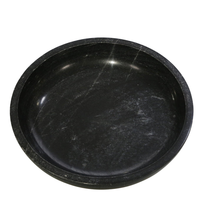 MARBLE 17" BOWL W/ METAL BASE, GRAY