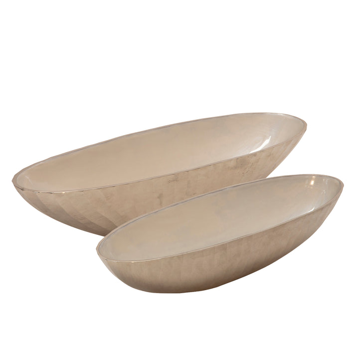 S/2 ALUMINUM 22/24" OVAL BOWL, SILVER