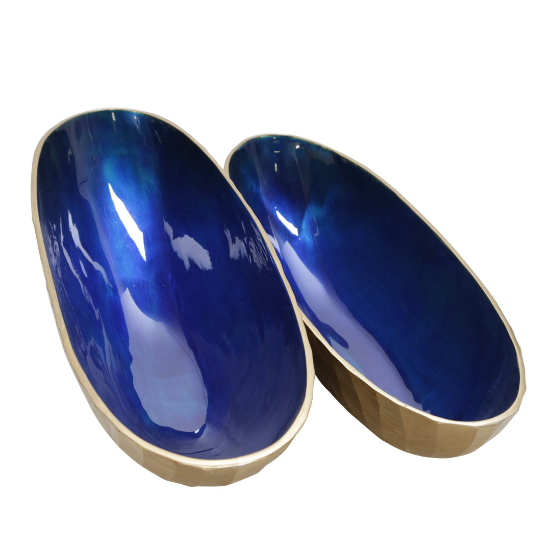 S/2 ALUMINUM 22/24" OVAL BOWL, CHAMPAGNE GOLD